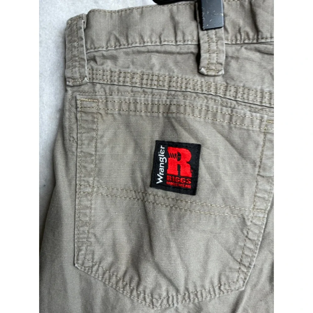 Wrangler Riggs Workwear Mens Khaki Tan Cotton Utility Pants 3W045DK 36x34